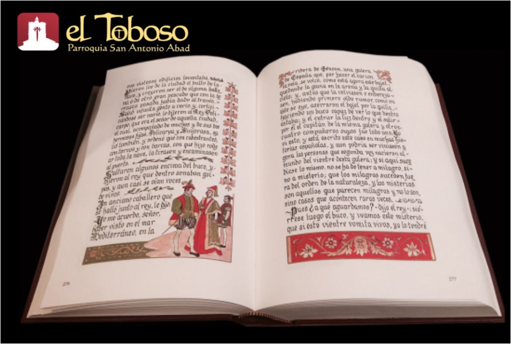 La Parroquia de El Toboso participa de la edición manuscrita del «Persiles» de Cervantes en el cuarto centenario de su publicación